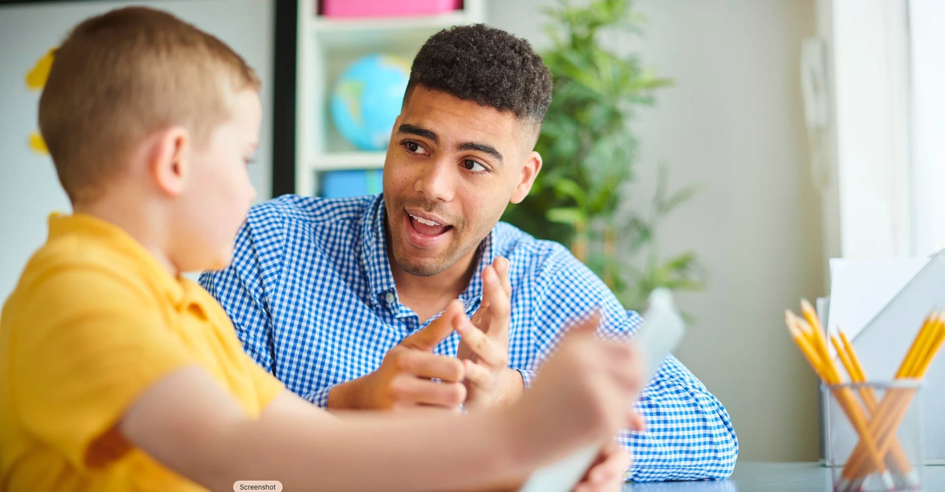 A therapist working one-on-one with a child